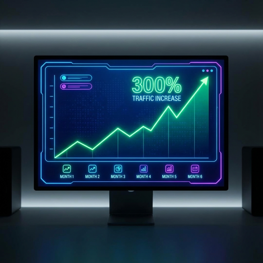 Graph showing 300% traffic increase